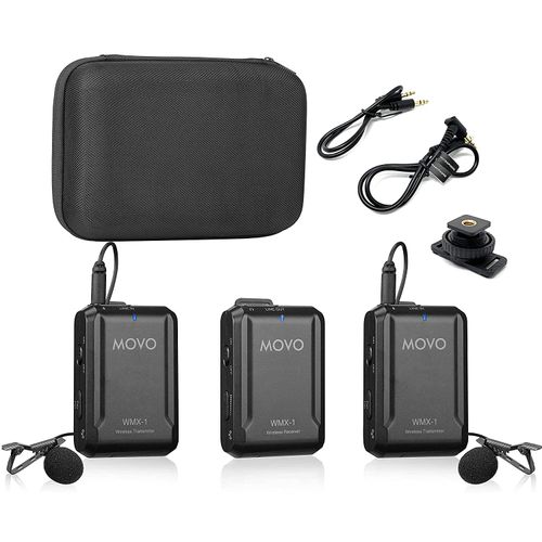Movo WMX-1-DUO 2.4GHz Dual Wireless Lavalier Microphone System, Compatible with DSLR Cameras, Camcorders, iPhone, Android Smartphones, and Tablets, 200ft Audio Range, Great for Teaching Tutorials