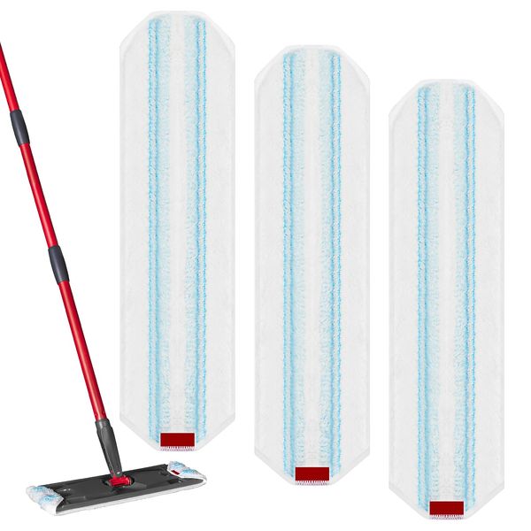 3 Pack Replacement Mop Pads for O-Cedar H2prO Flat Mop System, Machine Washable Microfiber Pads Refills
