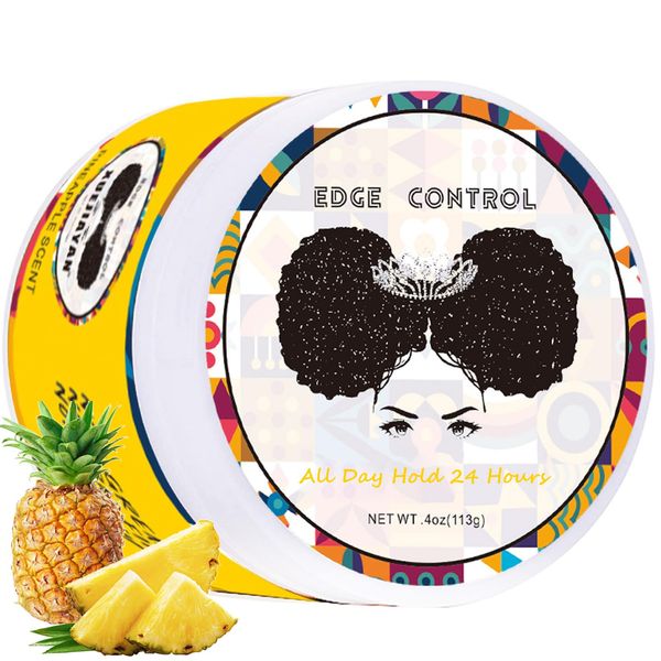 Edge Control Wax for Black Women - Edge Control Gel for Afro Hair - Hair Gel Women - Strong Hold - Non-greasy - No White Residue - Afro Hair Products for Women Gel Hair(Pineapple Scent)4 Ounces