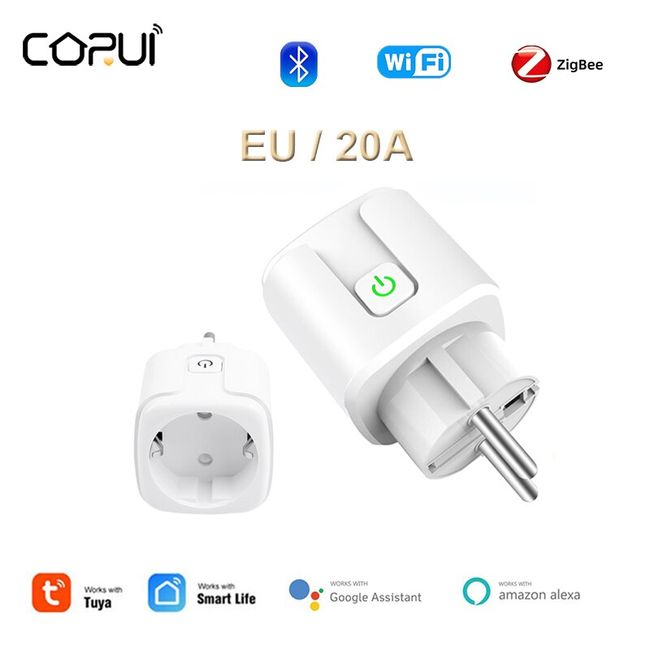 20A Tuya WiFi EU Smart Plug 220V Power Monitor Wireless Socket for Alexa  1/3/5x