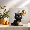 Cute Black Cat Birthday Card 145 x 145mm