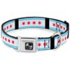 Buckle-Down 11-17" Chicago Flags/Black Dog Collar Bone, Medium