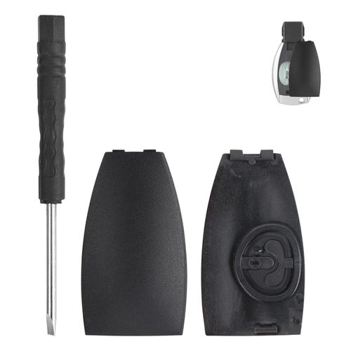 2pcs Car Key Rear Cover Replacement, Key Fob Back Cover with Screwdriver Compatible with Benz B-Class C-Class E-Class W204 3 Buttons Keys Shell Case Car Accessories