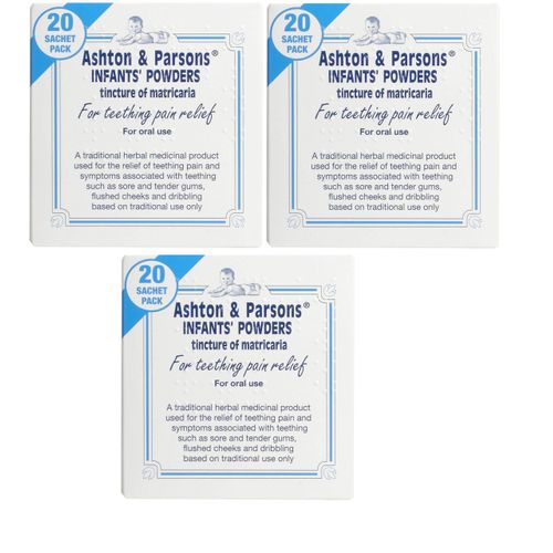 3 X Ashton and Parsons Teething Pain Relief Powders 20 Sachets Ashton & Parsons
