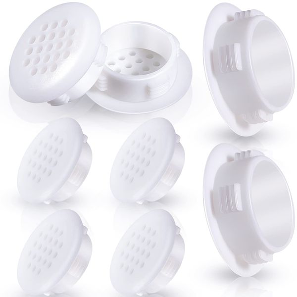 16 Pieces Plastic Round Mesh Hole Air Vent Louver Covers Plastic Soffit Vents Round Enclosure Air Vent Shoe Cabinet Soffit Vents 30 mm White Plastic Louver Vents Air Vent Grille Covers for Kitchen