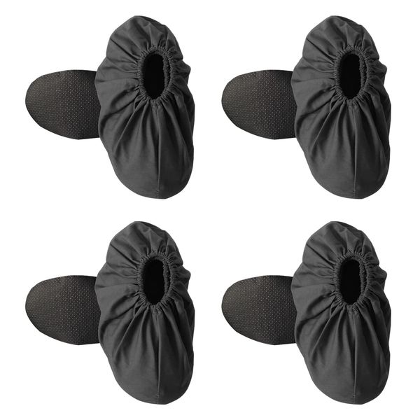 4 Pairs of Reusable Overshoes, Waterproof Cloth Shoe Covers, Non-slip Thickened Shoe Covers On Rainy Days, Machine Washable Household Dust-Proof and Anti-Fouling Black Shoe Covers.