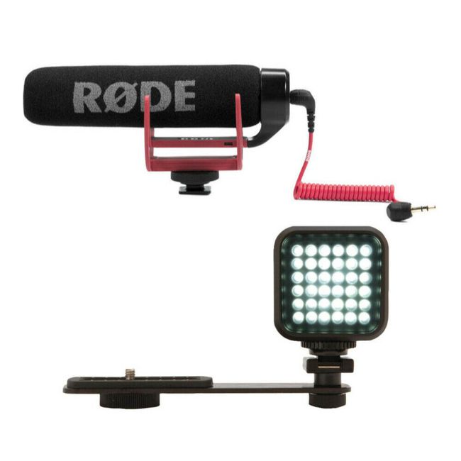 Rode VMGO Video Mic GO Microphone with Vivitar SLR-Photo-Video  LED Light