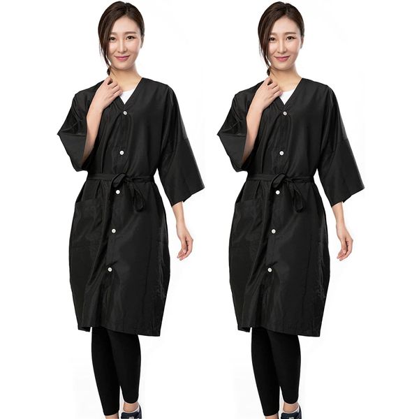 PERFEHAIR Salon Robes for Clients, Pack of 2, Hair Color Cape Kimono Gown Style, Grooming Smocks for Women & Men, 5 Snaps Closures