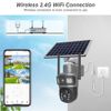 Solar 4MP Wireless Security Camera WIFI Two-Way Audio Dual-Lens PTZ Rechargeable