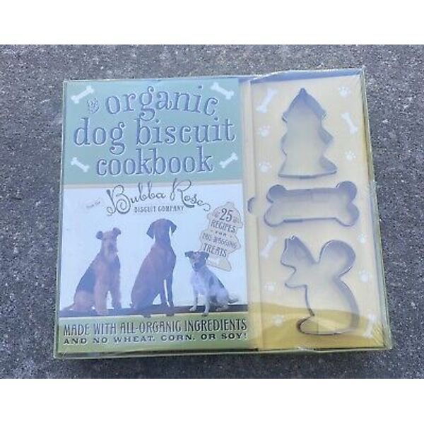 Organic Dog Biscuit Cookbook w/3 Cookie Cutters Dogs Pets Treats- Dog Lover Gift