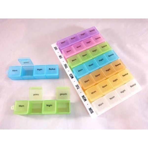 Self-Managing Pill Case, Medicine Box, Medicine Box, 4 Times a Day for 1 Week [Set of 2]