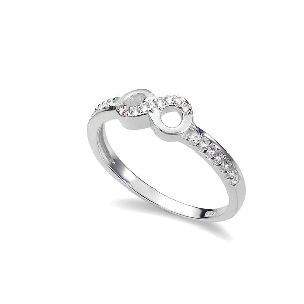 Sterling Silver CZ Crystal Eternity Infinity Ring - UK Size - T (I - U Available)