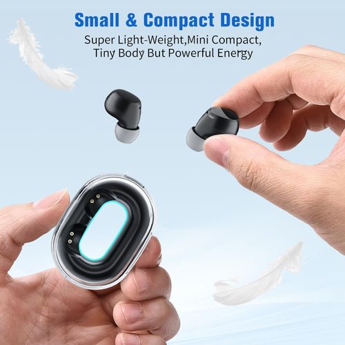 Invisible Tiny Mini Small Earbuds Wireless Bluetooth Low Profile Smallest Micro Discreet Hidden Earbuds for Small Ear Canals Disguised Sleep Ear Buds Spy Secret Headphones Earphones for Work Black