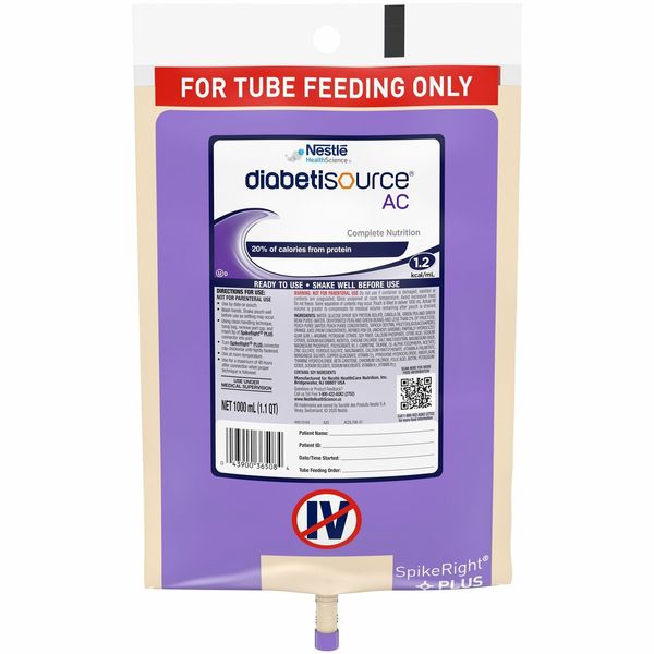 Nestle Diabetisource AC Tube Feeding Formula Unflavored 1000 mL 6 Ct