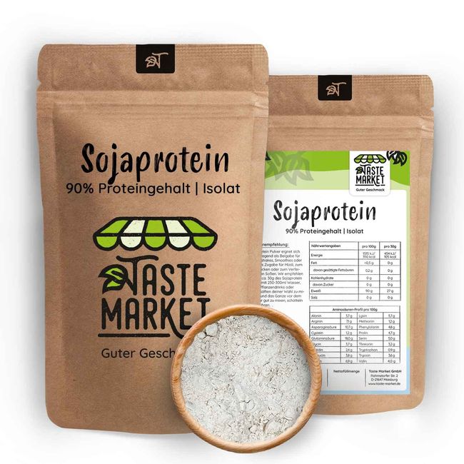 2x200 g Sojaprotein Isolat | Soja Protein Pulver | 90% Proteingehalt | Vegan | Eiweißpulver | Taste Market