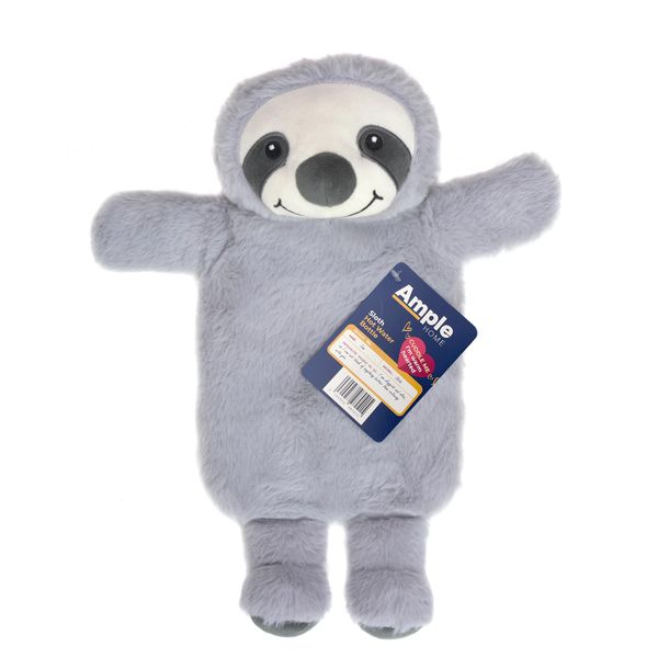 Hot Water Bottle 1 Litre | Available in Schnauzer Koala Penguin and Sloth | Cute and Cuddly Plush Animal Water Bottles for Adults and Kids (Sam The Sloth)