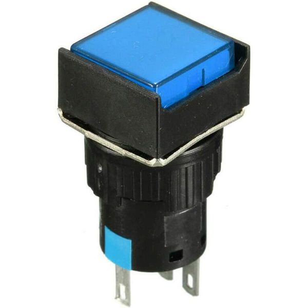 24V Rectangular Reset Switch Momentary Push Button Switch 16mm Car Dashboard Switch Blue