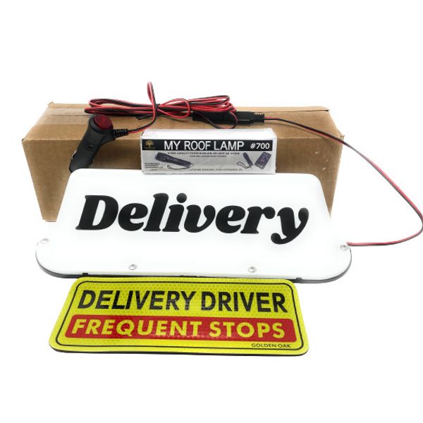 Delivery Driver Essentials Kit: Top Roof Sign LED Light + Flashlight/Power Bank