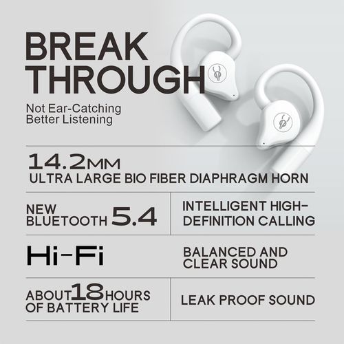 ICESOMNUS Sabbat Q12 Jurassic-Themed Open-Ear Bluetooth 5.4 Headphones, Ear-Hook Wireless Earbuds, Non-in-Ear Sport Running Earphones, High-Fidelity Sound, Noise Cancelling, 2025 (Electric Purple)