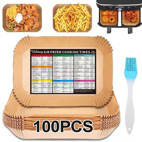 Air Fryer Liners, 100PCS Disposable Air Fryer Parchment Paper Liners, Air Fryer Accessories for Ninja AF300UK AF400UK, Salter, Tower Dual Air Fryer