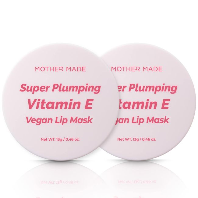 MOTHER MADE Vitamin E Vegan Lip Sleeping Mask for Dry, Chapped Lips, Pack of 2 | Overnight Hydrating Lip Care Treatment with Shea Butter, Vitamin E, Botanical Waxes | Korean Skincare for Plumper Lips