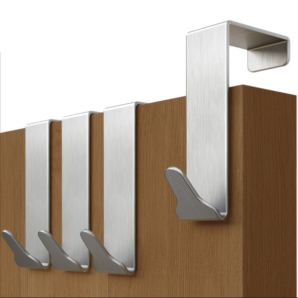 Menz Premium Over Door Hanger– Set of 4 Stainless Steel Coat Hooks 36mm with Anti-Slip and Felt Pads, Sturdy Over Door Hook Hanger Türhaken Premium Edelstahl_36mm - 4er Set UK