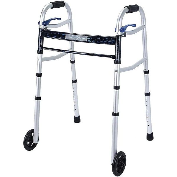 Compact Folding Walker Seniors With Wheels Fold Adult Mobility Rolling 350Lbs