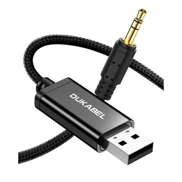 DuKabel 1.2M USB 3.5mm Converter Cable Stereo Audio Cable for Windows/Vista/XP, PS4, PS5, Linux, Chromebook, Windows Surface 3 Pro, Raspberry Pi and More - No Car/Charging Function Support