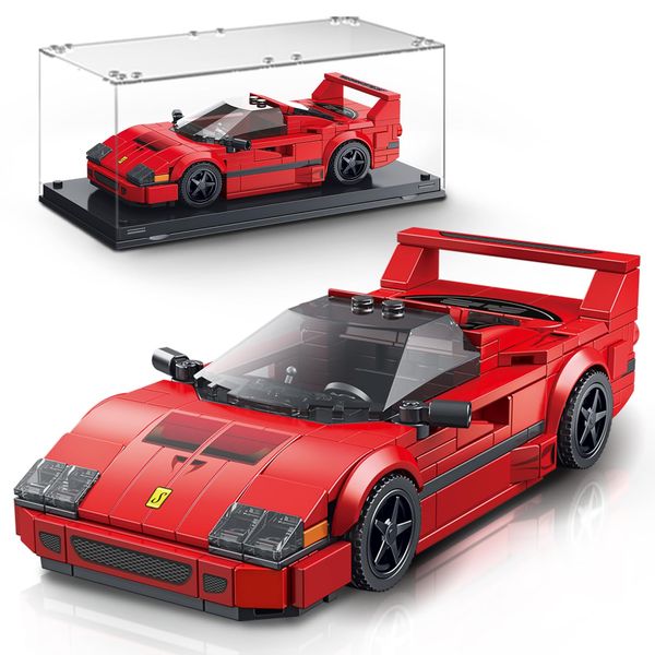 VGD Car Building Kit with Display Case, Cool Collectible Model Super Race Car Building Blocks Set, 1:24 Scale Collectible Model Cars Set for Kids Boys Girls Adults Sportscar Lovers Kids - 322PCS