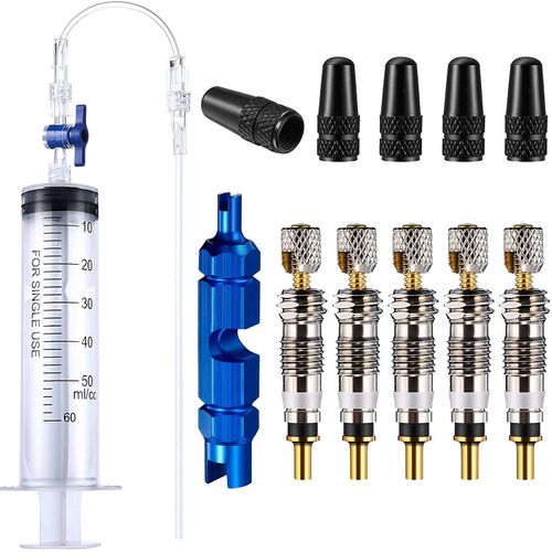 Bicycle Tubeless Sealant Injector Bicycle Syringe and Presta Valve Core Removal Tool for MTB Road Bike Tubeless Tire UST Emergency Accessories for Bicycle Repair 60 ml