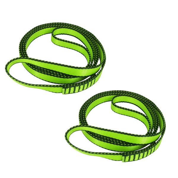 FOSER 18mm Nylon Climbing Sling Runner, 23KN Nylon Rope,Apply to Rock Climbing, Mountaineering, Hiking, Downhill, Emergency Equipment, etc (Green(2pcs), 60cm/24inch)