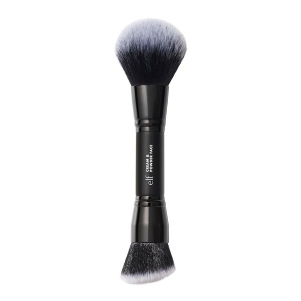 e.l.f. Dual-Ended Cream + Powder Brush, Zwei-In-Eins-Makeup-Pinsel Für Einen Wunderschönen, Luftigen Teint, Vegan & Tierversuchsfrei