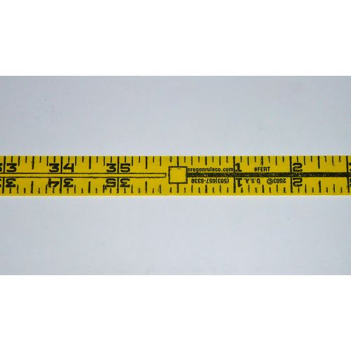 Oregon Rule Co. Adhesive Continuous Ruler Roll Tape – Fractional – 3/4 Inch Wide, 36 Inch Long X 35 Repeats – Dual Directional – Yellow