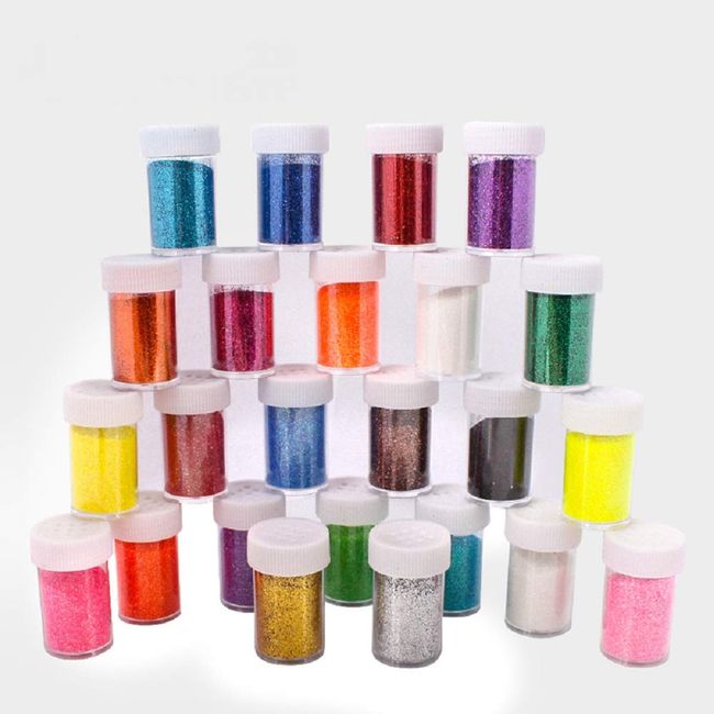 Fine Glitter Set of 24pcs Shaker Jars 20g Non-Toxic Glitter Powder for Art Crafts Glitter Nail Card Making Face & Body Slime Party