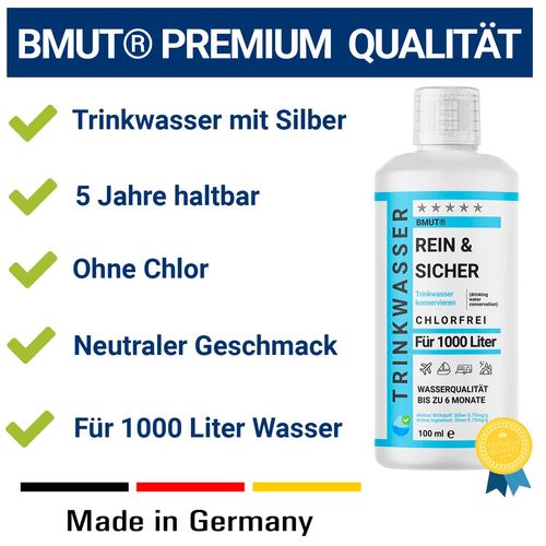 1 x 100 ml Drinking Water Treatment Preservation for 1000 Litres Prevents Germs - Pure & Safe - Caravan, Camping, Tank, Outdoor, Emergency