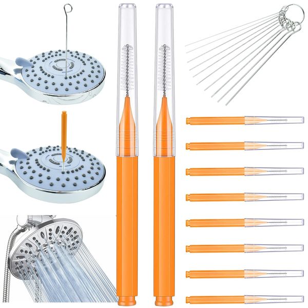 Shower Head Cleaner, Shower Head Cleaning Brushes Shower Nozzle Clog Removal Picks Shower Cleaner Brushes Tiny Cleaning Brush for Small Hole Slit Gap Nozzle Car Washer 3D Printer Tubes