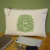 'Green Man Face' Canvas Clutch Bag/Accessory Case (CL00043821)