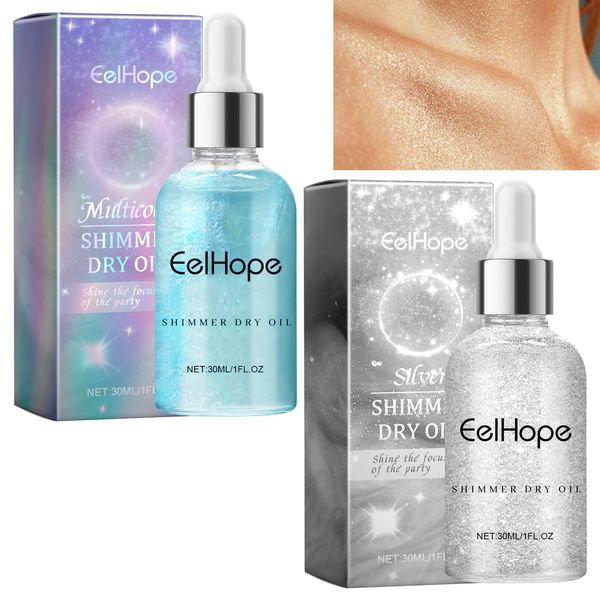 Shimmering Body Oil,Body Shimmer Oil für Festivals Und Partys,Body Glitter Oil Lang Anhaltender Glanz,Leicht Zu Entfernen,Glowing Body Shimmer Dry Oil für Glamouröse Looks