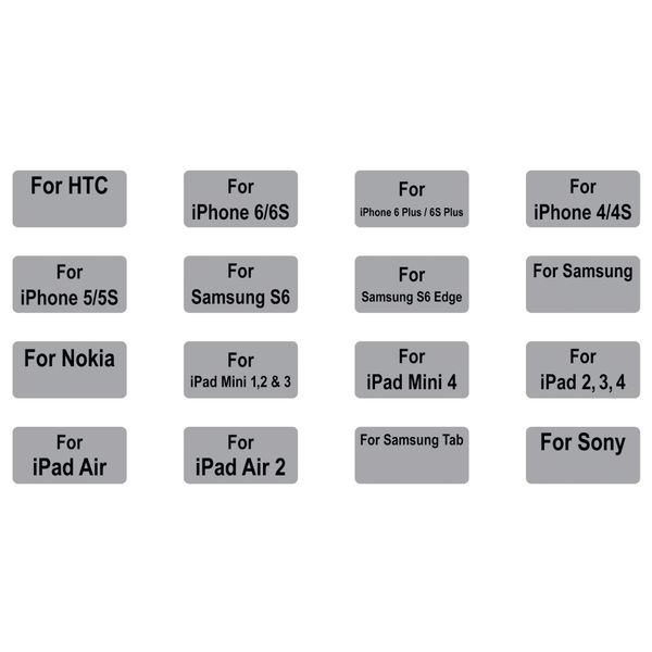 10 x 20mm Black & Silver Accessory Stickers, for HTC, 500