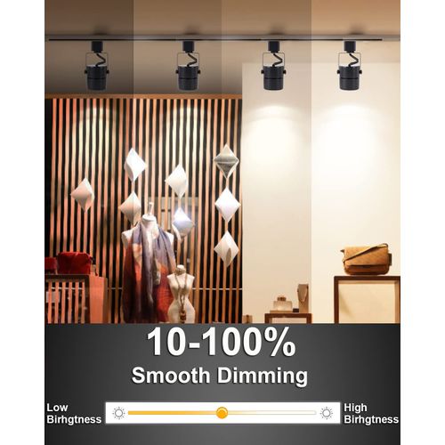 MOCAOIRE Track Lighting Heads, 10W 4000K Cool White Dimmable Bright LED Track Lighting Fixtures for Accent Retail Kitchen Artwork,120V Linear Track Light H Type-CRI90+ 24° White - 16 Pack (Black)