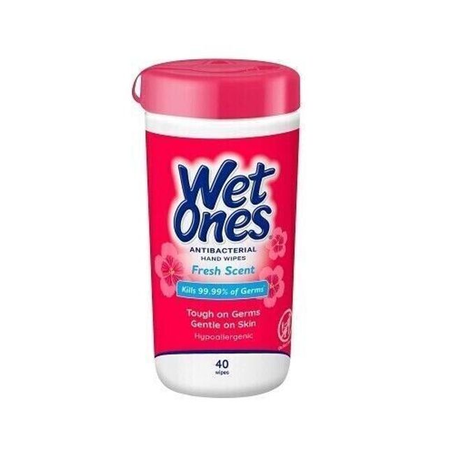 Wet Ones Antibacterial Hand Wipes Fresh Scent 40 Count Canister