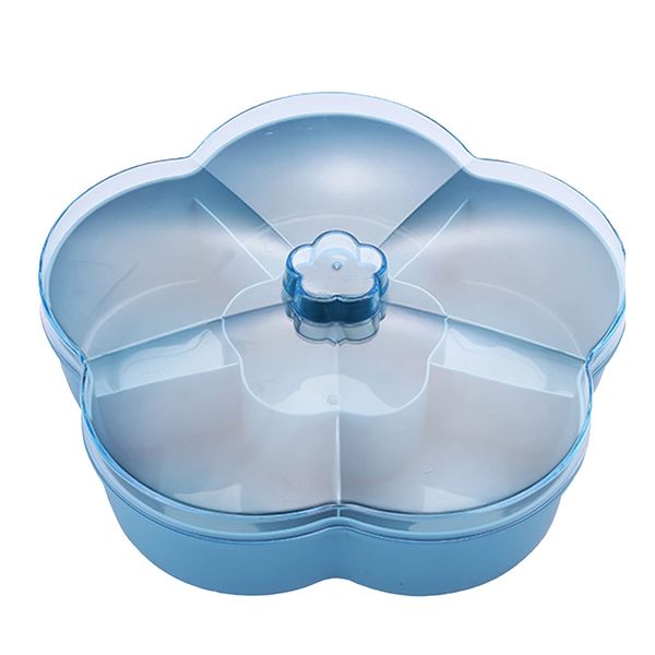 Nikou Snack Serving Tray - Stylish Candy Pastry Storage Box with Lid - Nut Platter & Dried Fruit Plate in Elegant Light Blue - Perfect for Entertaining and Organizing