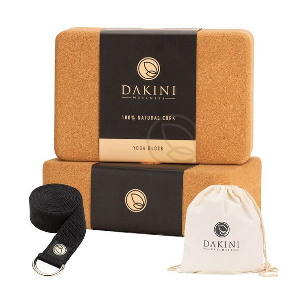 Dakini Wellness Cork Yoga Blocks 2 Pack | 9x6x3 Eco-Friendly, Natural Yoga Ki...