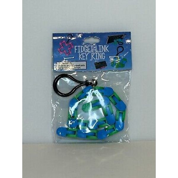 Fidgety Link Key Ring Fidget Toy Key Chain Blue Green Brand New