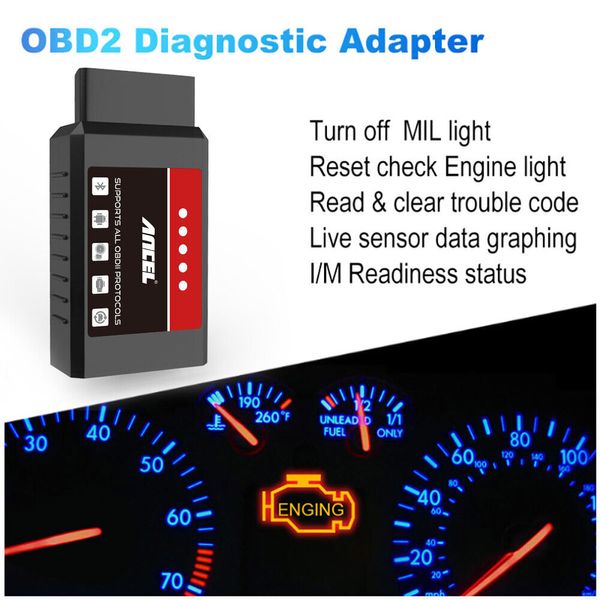 ELM327 OBD2 Scanner Code Reader Check Engine Fault Bluetooth Car Diagnostic Tool