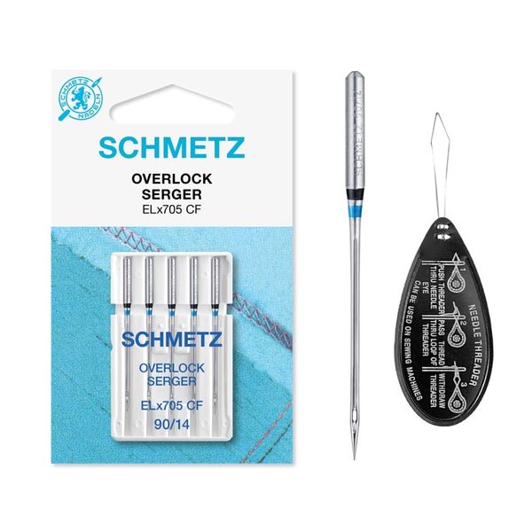 Overlock/Serger ELx705 CF (Chrome Finish) Coverstitch Sewing Machine Needles, Size 90/14, Includes Large Needle Threader