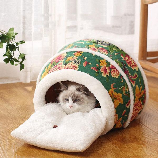 Cozy Cat Cave - Plush And Warm Hideaway For Cats And Kittens - Cat Litter Green