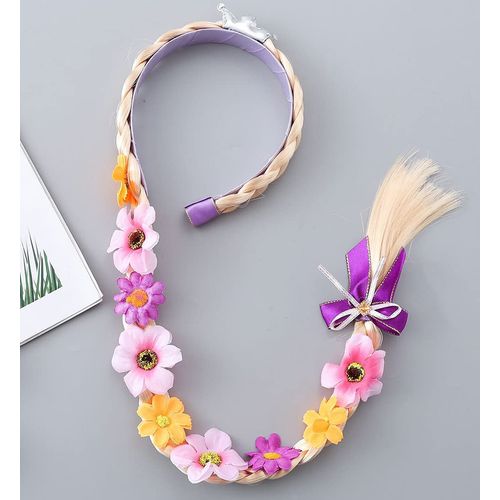 2Pcs Long Braided Wigs Princess Hairpiece Rapunzel Wig Elsa Braid Girls Cosplay Headband Hair Dess up Accessories for Girls Toddler