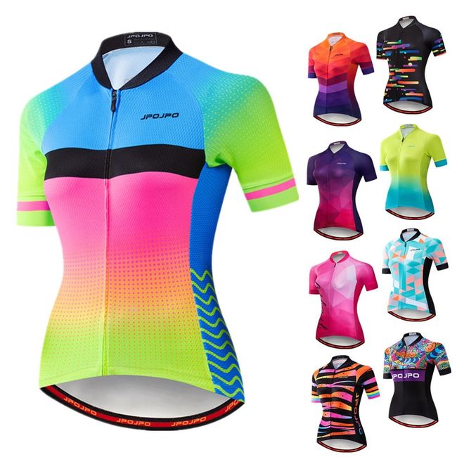 JPOJPO Cycling Jersey Women Summer Bike Jersey Shirts MTB Short Sleeve  Ladies Quick Dry Bicycle Clothing Top 