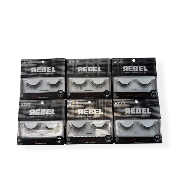 Kiss Rebel Lash Conture 3D Volume Smokey Retro Look Lot of 6 Lashes Black